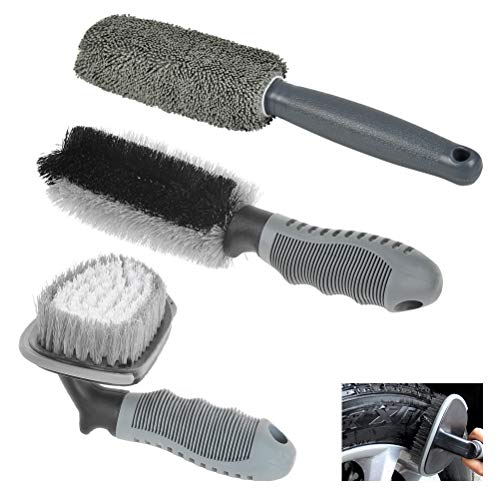 Cepillo Limpieza Rueda de Coche Set 3PCS Cepillo Llantas de Coche Limpieza Cepillo de Aleación Suave Llantas Cepillo para Limpiar Ruedas y Neumáticos Limpiador Cepillos Neumaticos para Motos o Bici