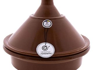CERÁMICA RAMBLEÑA | Tajín barro refractario con tapadera | Tajín fuego directo | Tajín cerámica tradicional | Tajín para horno | Tajín con tapadera 31x31x25 cm