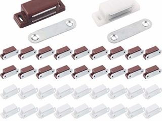 Cerradura de Taquilla,Liuer 40PCS Cerradura Magnética Armario Puerta Magnético para armario de cocina imán capturas Latch pequeño hogar muebles armario(Blanco y Marrón)
