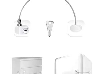 Cerradura para Puerta de Frigorífico, Candado para Nevera con Llaves, Candados para Frigorificos de Niños y Bebés, Cerradura Nevera, para Armarios, Neveras y Congeladores (Blanco, Rectángulo)