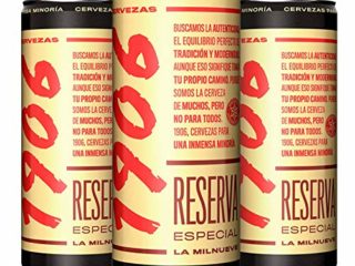 Cerveza 1906 Reserva Especial - Paquete de 24 latas de 330 ml – Bebida alcohólica 6,5% de volumen en alcohol – Cerveza en lata Para una Inmensa Minoría, La Milnueve – Maltas tostadas – Hijos de Rivera