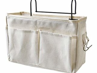 Cesta de Almacenamiento Colgante Junto a La Cama Bolsillo de Almacenamiento Junto a la Cama Organizador de Almacenamiento Colgante para la Cama, para Relojes, Teléfonos Móviles, Revistas(Blanco)