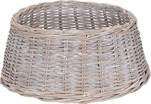 Cesta de mimbre para base de árbol de Navidad