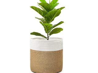 Cesta para plantas Cesta de almacenamiento Cuerda de algodón plegable Cestas trenzadas Maceta con asa 20 × 20cm