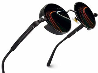 CGID E72 Steampunk estilo retro inspirado círculo metálico redondo gafas de sol polarizadas para hombres