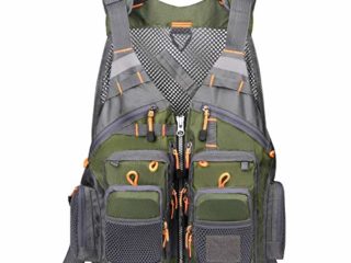 Chaleco de Pesca con Múltiples Bolsillos Chaleco de Pesca Cómodo con Hombro Ajustable y Tiras Reflectantes para Pesca con Mosca Kayak Pesca Canoa