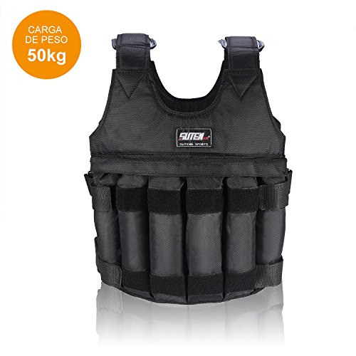 Chaleco de peso ajustable para entrenamiento de chaqueta y chaleco, carga máxima de 20 kg/50 kg (50 kg)