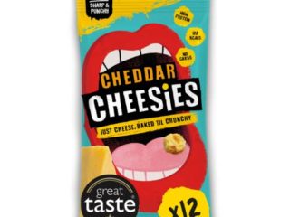 CHEESIES | Snack Keto de Queso Crujiente | Cheddar | 100% Queso | Sin Azúcar, Sin Gluten, Sin Carbohidratos | Aperitivo Alto en Proteínas y Vegetariano | Crujiente y Sabroso | 12 Bolsas de 20g