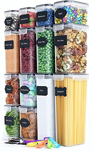 Chef's Path Set de Botes de Cocina Alimentarios Herméticos 14u- Sin BPA - Cajas de Almacenaje de Plástico con Tapa Duraderos Ideales para Almacenaje de Cocina - Etiquetas, Marcador y Medidores