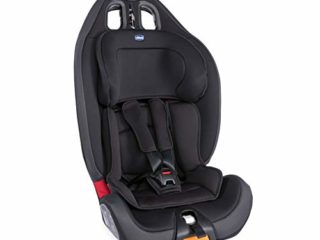 Chicco Gro-Up 123 Silla Coche Reclinable Bebé de 9-36 kg, Grupo 1/2/3 para Niños de 9 Meses a 12 Años, Fácil Instalar, Reposacabezas Ajustables, Relleno para Bebés, Acolchado Suave - Negra (Jet Black)