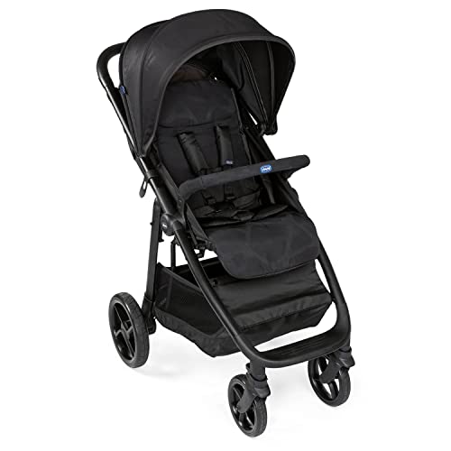 Chicco Multiride Todoterreno Silla de Paseo Ligera 0 Meses - 22 Kg, Carrito Bebé Compacto y Reclinable con Ruedas Antipinchazos, Plegado Fácil, Capota para Sol y Lluvia, Color Negro (Jet Black)