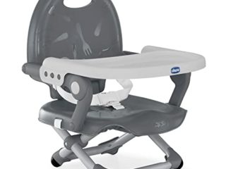Chicco Pocket Snack Alzador de Silla para Niños para Comer, Apto de 6 Meses hasta 3 Años (15 kg), Trona de Viaje Portátil y Ajustable para Bebés, Compacta y con Bandeja Desmontable - Gris (Dark Grey)