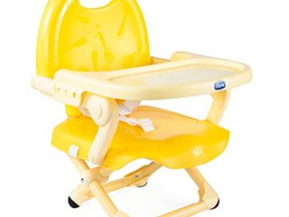 Chicco Pocket Snack Elevador de Silla Niños para Comer, Apto de 6 Meses hasta 3 Años (15 kg), Trona Viaje Portátil y Ajustable para Bebés, Alzador Compacto con Bandeja Desmontable, Amarillo (Saffron)
