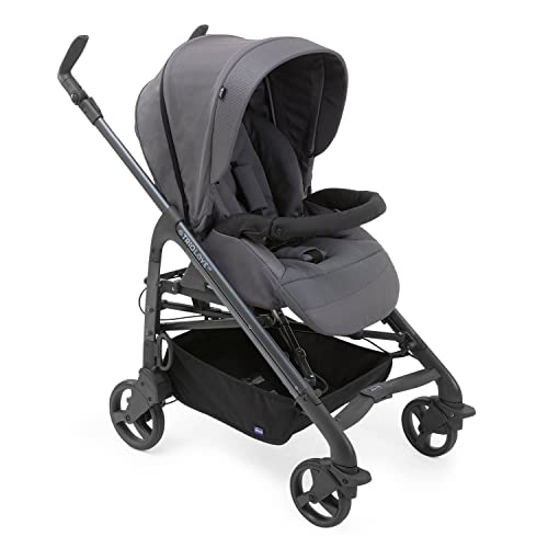 Chicco Trio Love Up Carrito de Bebé 3 Piezas con Sistema de Viaje Apto de 0 a 36 Meses, Silla de Paseo Bebé con Capazo, Capota y Silla para Coche, Ligera y Plegable Cierre Compacto, Gris (Moon Grey)
