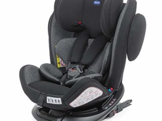 Chicco Unico Plus Silla de Coche ISOFIX Giratoria 360° y Reclinable Bebés de 0-36 kg, Grupo 0+/1/2/3, Niños de 0 a 12 Años, Fácil Instalar, Reposacabezas Ajustable, Reductor para Bebé, Gris (Ombra)