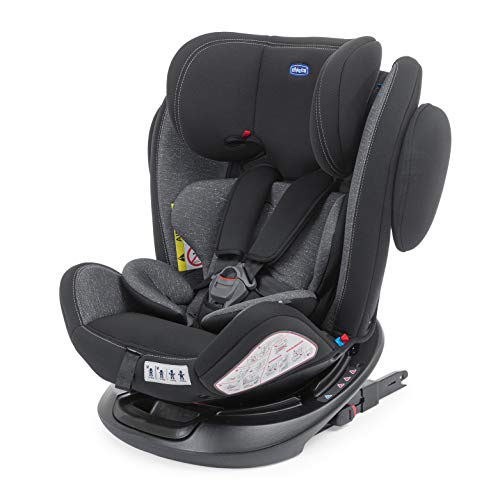 Chicco Unico Plus Silla de Coche ISOFIX Giratoria 360° y Reclinable Bebés de 0-36 kg, Grupo 0+/1/2/3, Niños de 0 a 12 Años, Fácil Instalar, Reposacabezas Ajustable, Reductor para Bebé, Gris (Ombra)