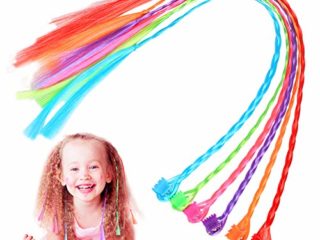CHIFOOM Extensiones de Trenzas de Colores 24PCS, 33CM Peluca Sintética Arco Iris para Niñas Muñecas Pelo Se Ve Natural Postizos Lisos para Regalo Niñas DIY Fiesta de Cumpleaños Disfraz Rendimiento