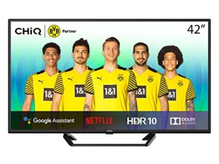 CHiQ Smart TV Android 42 Pulgadas(105 cm),FHD,1080p, HDR10, Dolby Audio, Asistente de Google, sin Marco, Chromecast, Netflix, Youtube, Bluetooth 5.0, HDMIx3, USBx2