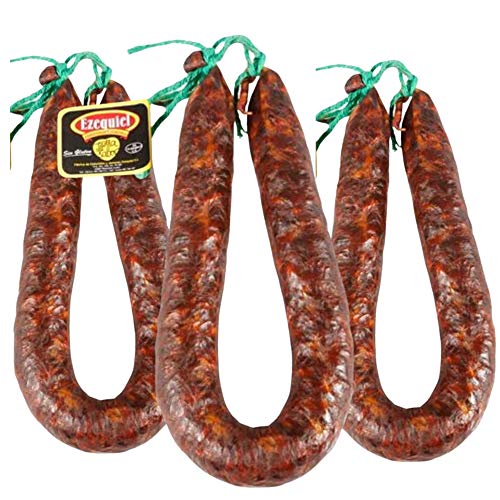Chorizo Extra Dulce Ezequiel - Lote 3 Chorizos Dulce - Embutidos Ezequiel - Peso Aproximado Unidad 425 g - Chorizo Sin Gluten Sin Lactosa - Ahumado con leña de roble