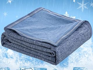 CHOSHOME Manta Verano con Fibra de Enfriamiento Japonesa ARC-Chill, Q-MAX 0.45 Manta Fina para Sofá o Cama Alivia Sudor y Mejora Calidad de Sueño Manta Verano de Frescura 200*220CM Azul