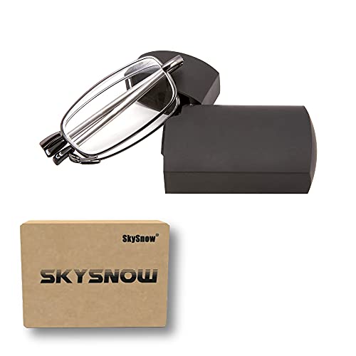 ChuckSss Lentes De Lectura Plegables Compactos, Lentes Negros Y Telescópicos De Lectura En óptica Y Lectores De Plata Y Bronce. Gafas Unisex Plegables Compactas Para Estuche De Lectura. (+2.5)