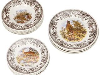 Churchill Scene - Vajilla de Caza, E.T.W, Color Blanco Marfil/Marrón, 18 Unidades