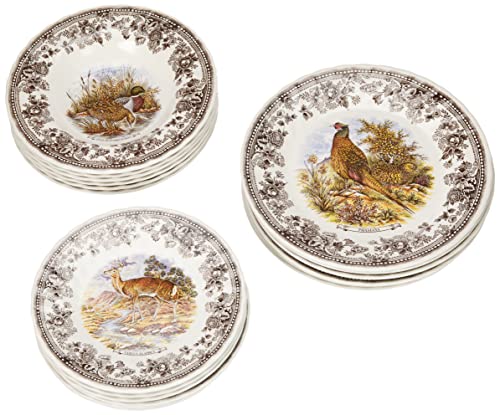 Churchill Scene - Vajilla de Caza, E.T.W, Color Blanco Marfil/Marrón, 18 Unidades