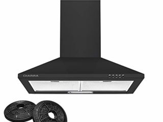 CIARRA CBCB6201 Campana de pared 60cm 370 m³/h 70W - 3 velocidades - Evacuación al exterior y Recirculación Interna por Filtro de Carbón CBCF002X2 - Opera por Botones - Negro