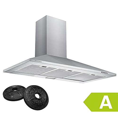CIARRA CBCS9201 Campana Extractora 90cm 370m³/h -3 Velocidades -Recirculación con Filtro de Carbono - Acero Inox