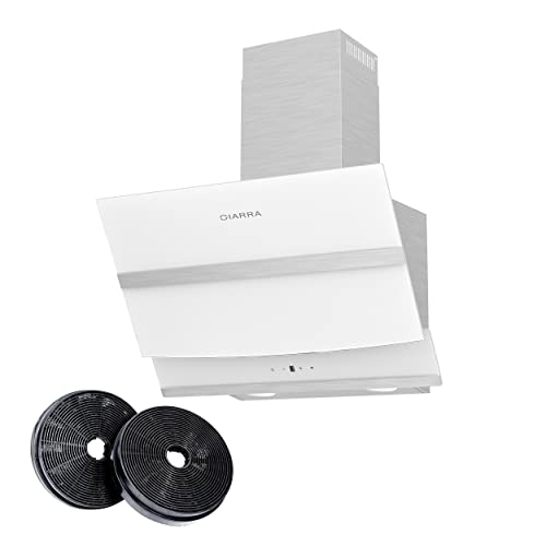 CIARRA CBCW6736N Campana Extractora Cocina 60 cm Clase A Recirculación Filtros Carbonos 3 Velocidades Blanca