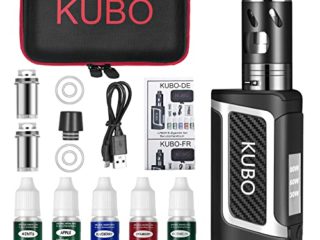 Cigarrillo electrónico Kit Cigarro electrónico y 5x10 ml E líquido 80W Mod con 0,5 Ohm/ 3 ml Atomizador 2000 mAh Batería Vape, Pantalla LED de vatio ajustable 0,0mg nicotina E Cigarette LZ80W - Negro