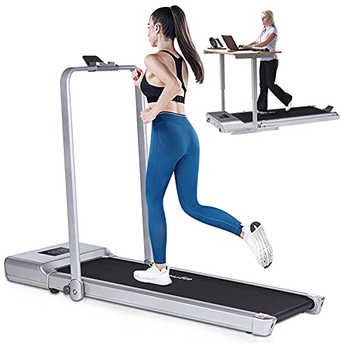 Cinta de Correr Eléctrica Plegable compacta, Doufit TD-01 2 en 1 Cinta de Correr para Debajo del Escritorio Trotar Caminar Entrenamiento Máquina para Espacios Pequeños, Caminadora Cubierta para Hogar