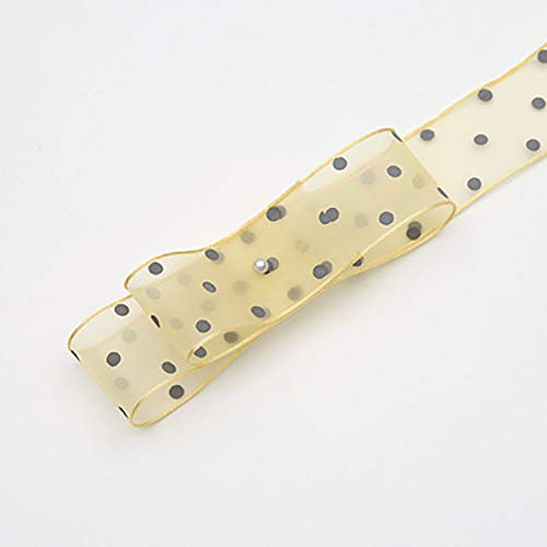 Cinta de Organza con Punto, 30 Yards x 25mm Cintas Tul Nieves Decorativas Navidad Fiesta Envolver Regalos Manualidades Lazos Hogar Boda Costura Adornos Navideños - Amarillo
