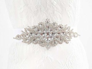 Cinturones de diamantes de imitación Cinturones plateados para mujeres Cinturones elegantes de vestido de novia con pedrería Apliques nupciales Fajas plateadas RA004