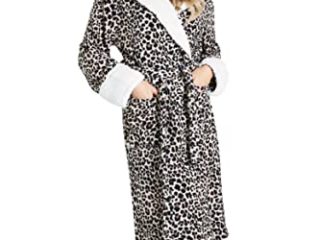 CityComfort Bata de Estar por Casa Mujer Invierno con Capucha, Ropa de Dormir Suave Material de Forro Polar, Batín Tejido Peluche Accesorios Mujer, Regalos para Mama (M, Estampado de Leopardo)