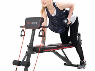 CITYSPORTS Banco de Pesas Plegable, Banco de Musculación Multifunción Declinable/Inclinable con 7 Posiciones Ajustables & 2 Correas de Entrenamiento, Banco de Musculación Gimnasia en Casa, S1-1