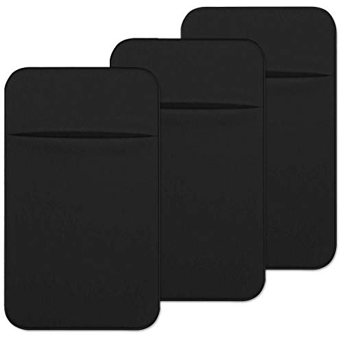 CKANDAY Paquete de 3 Tarjetas para teléfono Celular con Adhesivo para la Parte Posterior del teléfono,Fundas para Tarjetas de Tela elástica ID Tarjeta crédito Pocket Stick en la Billetera teléfonos