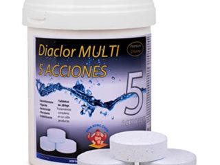 Cloro para Piscinas DIACLOR MULTI 5 ACCIONES 1 KG - 5 Pastillas de Cloro Lento (200 gr- 7,5 cm Diámetro) - Tratamiento Completo 5 EFECTOS - SIN COBRE - NUEVA FÓRMULA 100% SEGURA