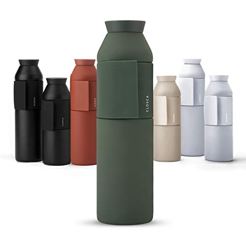 Closca Botella de Agua de Acero Inoxidable Bottle Wave. Cantimplora Termo Enganchable para niños y Adultos. Sin BPA. (Amazonia, 600ml)