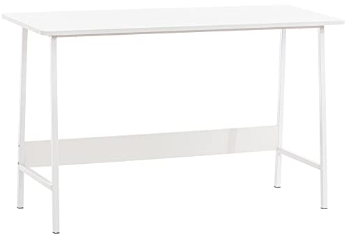 CLP Escritorio Wilmington De Madera MDF & Base Metálica I Mesa para Ordenador En Look Industrial I Mesa De Oficina, Color:Blanco/Blanco