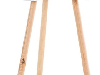 CLP Mesa Auxiliar Jannis De Madera MDF En Estilo Escandinavo I Mesa Decorativa En Forma De Riñon con Patas Acampanadas, Color:Blanco