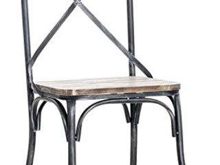 CLP Silla De Comedor Bromley con Asiento De Madera I Silla Comedor con Estructura De Metal I Silla Retro - Vintage con Respaldo I Color: Plateado Envejecido
