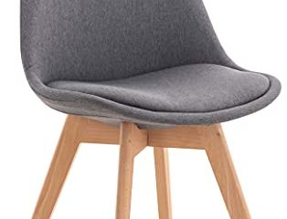 CLP Silla De Comedor Linares En Tela, Terciopelo o En Polipropileno & Cojín En Simil Cuero I Silla De Salón Nórdica con Base De Madera I, Color:Gris, Material de Base:Tela