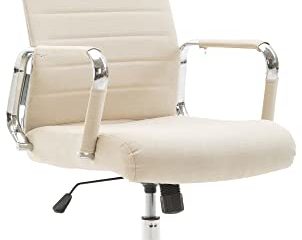 CLP Silla De Oficina Kolumbus Ergonómica Tapizada En Tela & Base con Ruedas I Silla De Escritorio Regulable En Altura, Color:Crema