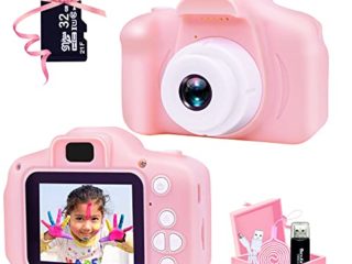 Cámara Digital para Niños, 1080P 2.0" HD Cámara Fotos Infanti, Cumpleaños para Niños Niñas de 3-10 Años, con Tarjeta TF 32 GB, Lector de Tarjetas
