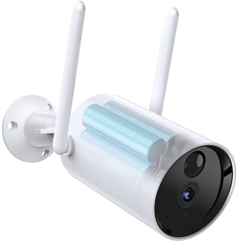 Cámara Vigilancia Wifi Exterior con Batería de 10400 mAh, 1080P Cámaras Vigilancia Domicilio Wifi, Detección de Movimiento PIR, Visión Nocturna, Audio Bidireccional, Impermeable IP66, Alerta por Móvil
