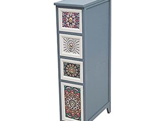 CóModa, 20 cm 25 cm de Ancho, Armario de Almacenamiento de Madera Maciza de Esquina Pintada con 4 Cajones, Adecuado para la Sala de Estar de la Cocina/azul gris/M