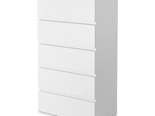 Cómoda 5 Cajones, Cómodas y Cajoneras, Mueble Madera Moderna, Mueble Cajonera para Salón, Dormitorio, Blanco 55x33x100cm