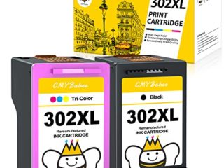 CMYBabee Remanufacturado para HP 302XL 302 Cartuchos de Tinta para HP Deskjet 3630 3636 1110 2132 2130 3638 Officejet 3833 3834 5230 3831 4650 Envy 4520 4527 4525 4522 4528 (1 Negro 1 Tricolor)
