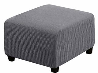 C/N Fundas otomanas cuadradas Fundas elásticas para reposapiés Funda de puf Fundas Taburete de Almacenamiento Plegable Cuadrado Gris Longitud 68-82cm
